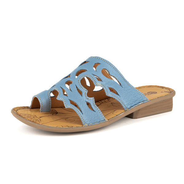 Isivinia : Ladies Leather Sandal in Jeans Cayak