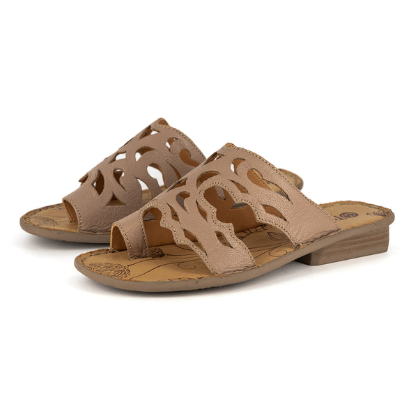 Isivinia : Ladies Leather Sandal in Timber Cayak