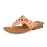 Gankla : Ladies Leather Sandal in Papaya Cayak