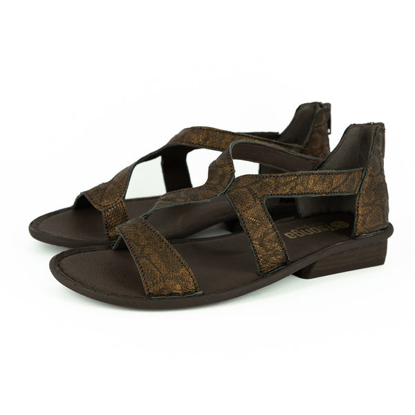 Namadwala : Ladies Leather Sandal in Bronze Archibald