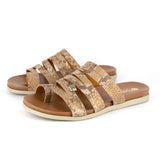 Abuye : Ladies Leather Sandal in Noisette Rockafella