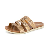 Abuye : Ladies Leather Sandal in Noisette Rockafella