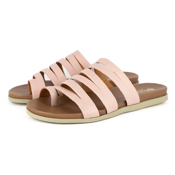 Abuye : Ladies Leather Sandal in Pink Cayak