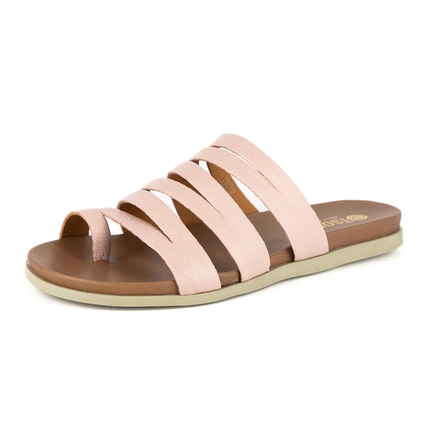 Abuye : Ladies Leather Sandal in Pink Cayak