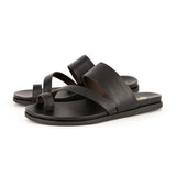 Ningizimu : Ladies Leather Sandal in Black Cayak