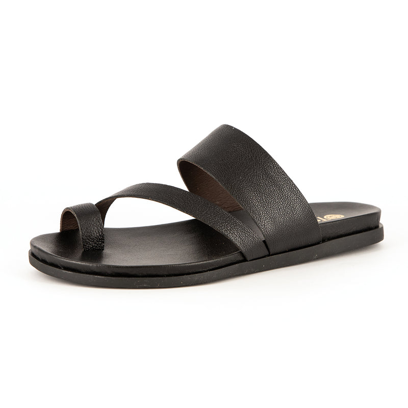 Ningizimu : Ladies Leather Sandal in Black Cayak