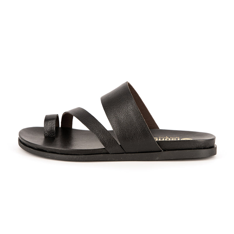 Ningizimu : Ladies Leather Sandal in Black Cayak