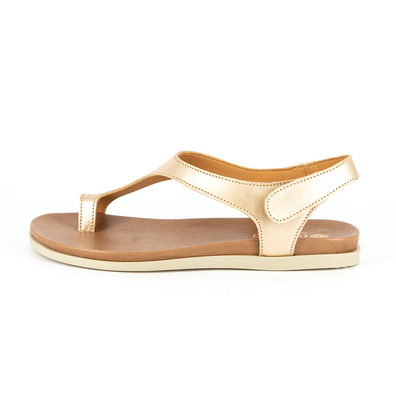 Ukumosa : Ladies Leather Sandal in Gold Nappa Prime