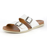 Uhuru : Ladies Leather Sandal in White Cayak