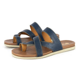 Iqiniso : Ladies Leather Sandal in Denim Cayak