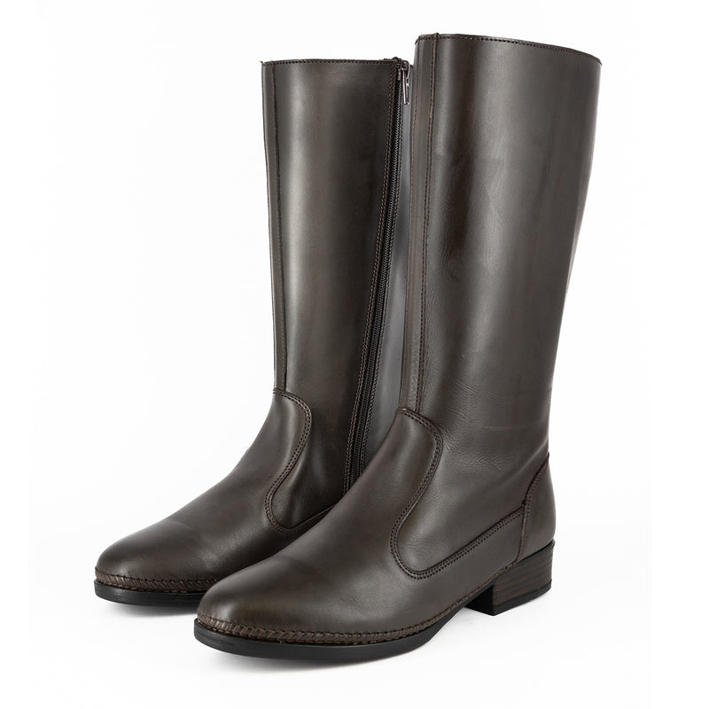 Motopi : Ladies Leather Mid-Calf Boot in Choc Relaxa