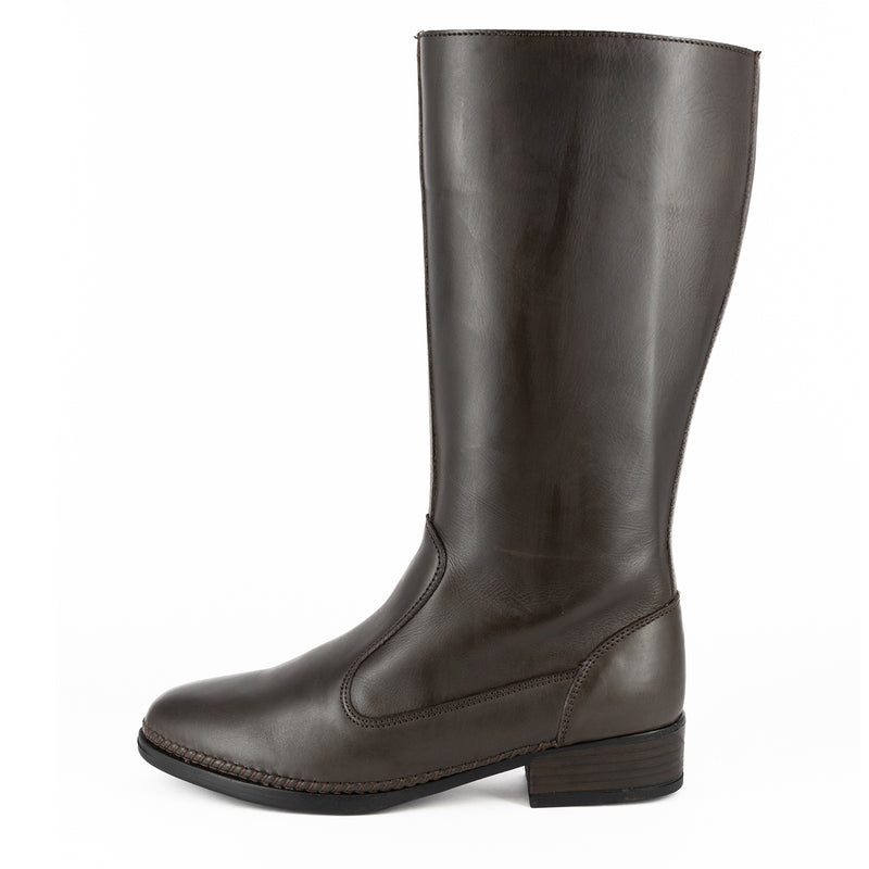 Motopi : Ladies Leather Mid-Calf Boot in Choc Relaxa