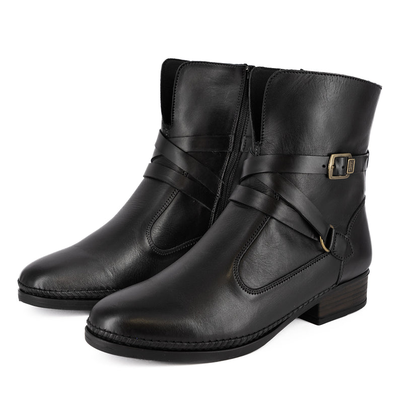 Kokumo : Ladies Leather Ankle Boot in Black Relaxa – Tsonga