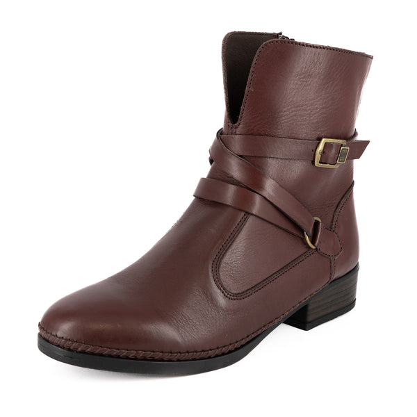 Kokumo : Ladies Leather Ankle Boot in Raisin Relaxa