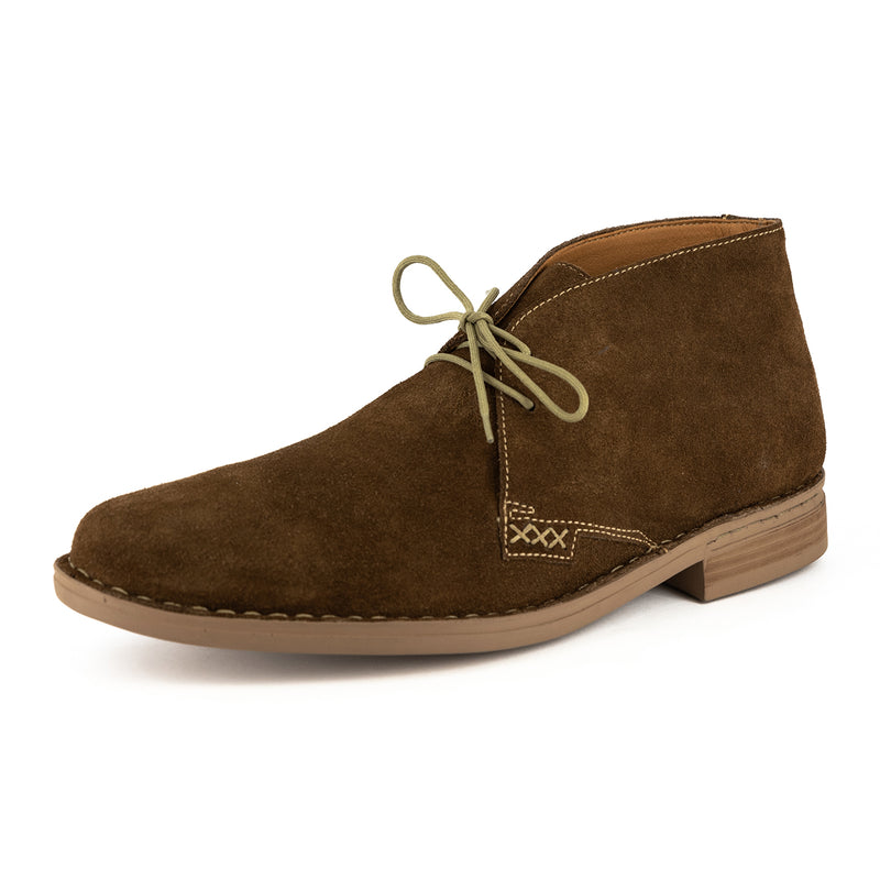Ncenga : Mens Leather Desert Boot in Taupe Suede