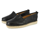 Tebesela : Mens Leather Espadrille Shoes in Black Vintage Sale