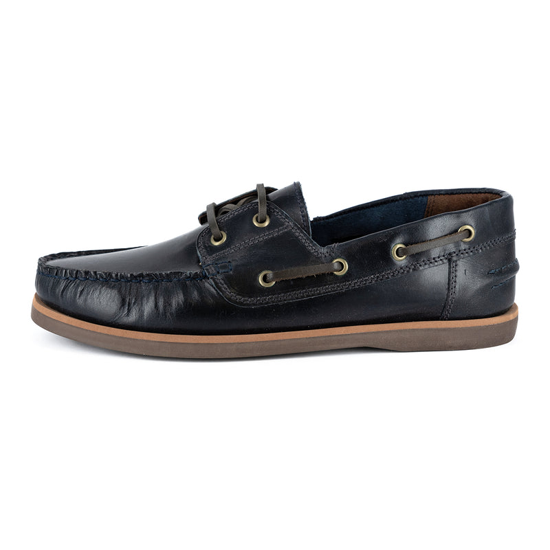 Thami : Mens Leather Boat Shoe in Navy Carvano