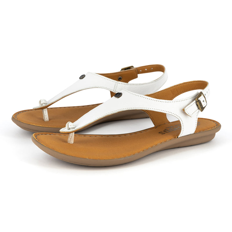 Ovaroli : Ladies Leather Tslops Sandal in White Cayak