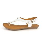 Ovaroli : Ladies Leather Tslops Sandal in White Cayak