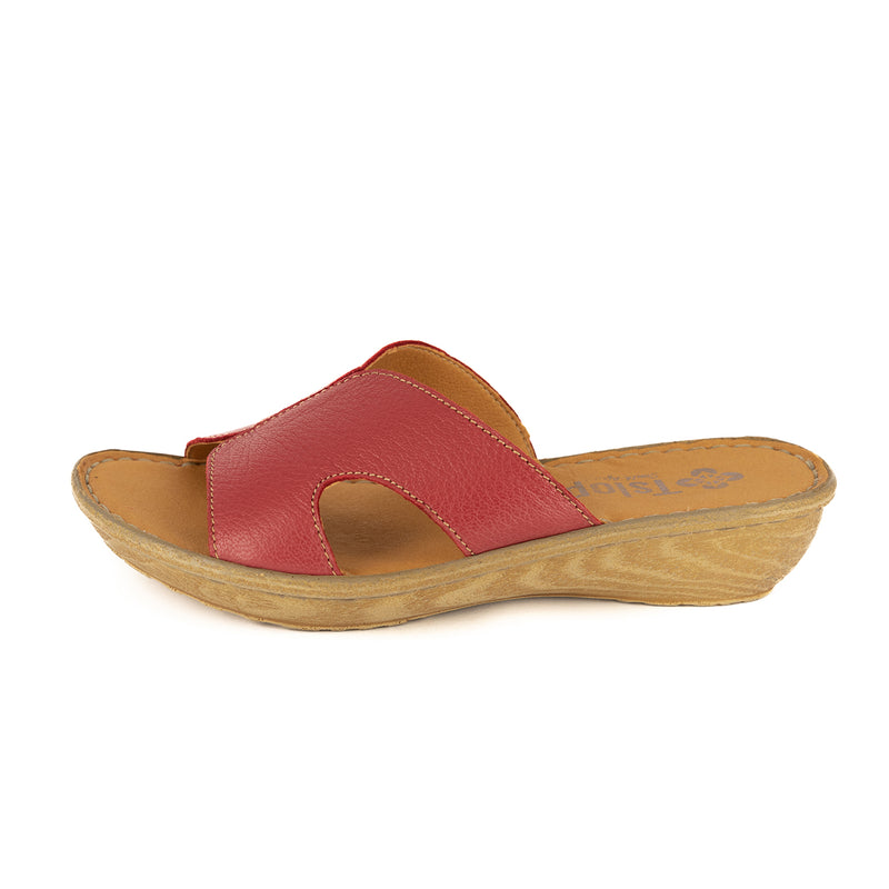 Isibani : Ladies Leather Tslops Wedge Heel Sandals in Valentine Cayak