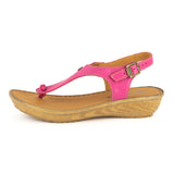Barundi : Ladies Leather Tslops Wedge Heel Sandals in Aurora Cayak