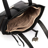 Anesu : Ladies Leather Shopper Handbag in Black Cayak