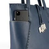Anesu : Ladies Leather Shopper Handbag in Denim Cayak