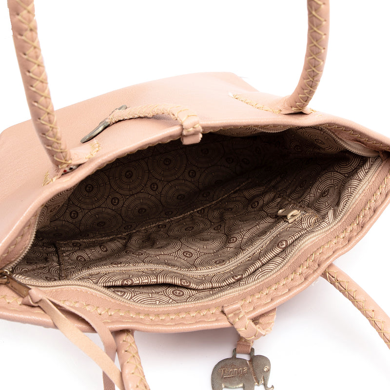 Azetha : Ladies Leather Shopper Handbag in Rose Cayak