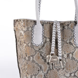 Azetha : Ladies Leather Shopper Handbag in Cloud Cayak (Light Grey) and Opal Rockafella