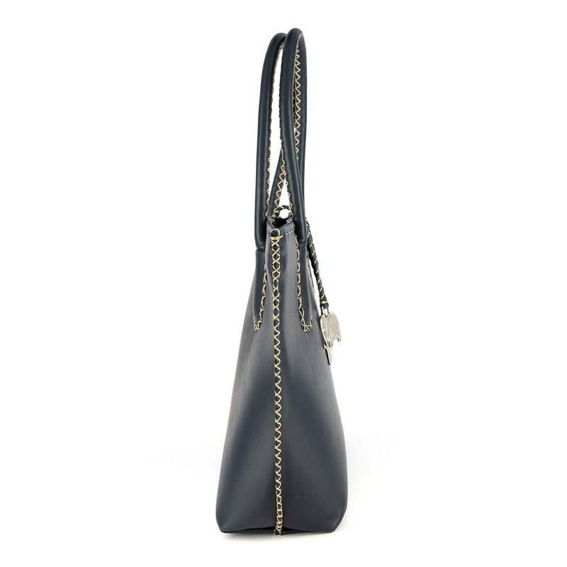 Azetha : Ladies Leather Shopper Handbag in Navy Relaxa