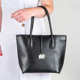 Azetha : Ladies Leather Shopper Handbag in Black Delta