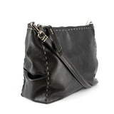 Gabi : Ladies Leather Crossbody Handbag in Black Delta