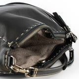 Gabi : Ladies Leather Crossbody Handbag in Black Delta