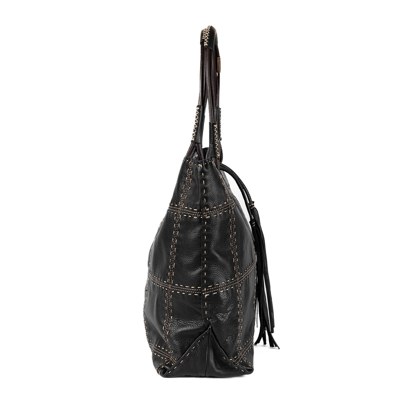 Jabulani : Ladies Leather Shopper Handbag in Black Delta