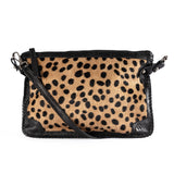 Maduva : Ladies Leather Crossbody Handbag in Spotted and Black Cayak