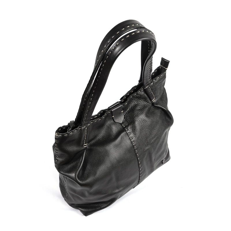 Novuka : Ladies Leather Handbag in Black Delta