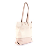 Omari : Ladies Leather Shopper Handbag in Cream and Rose Cayak