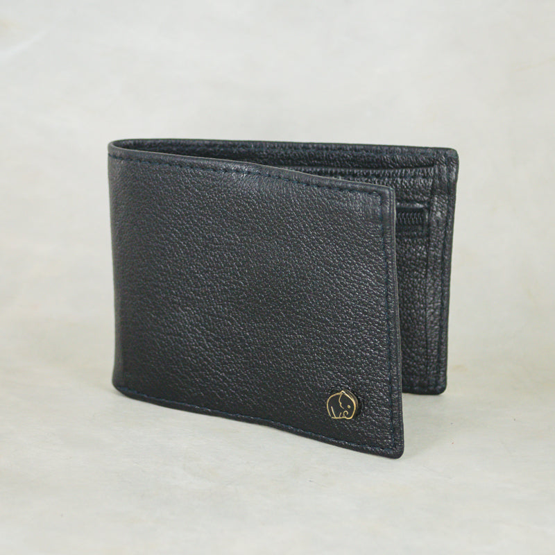 Pico : Mens Leather Wallet with Coin Compartment in Black Cayak