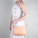 Rantu : Ladies Leather Crossbody Handbag in Papaya Cayak