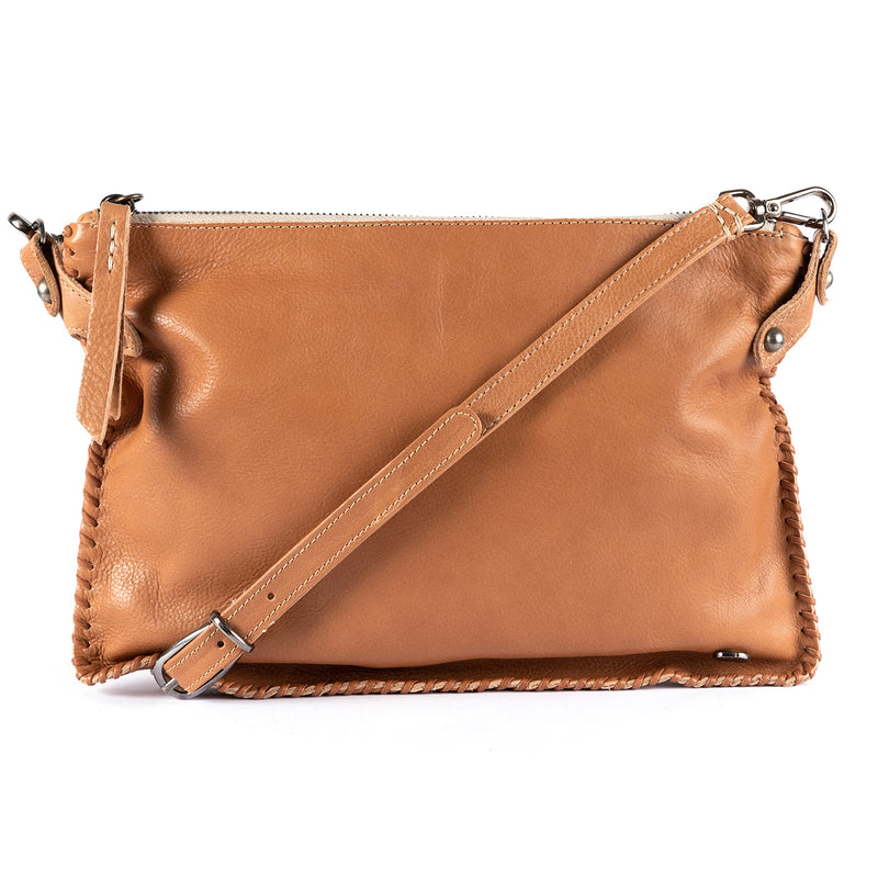 Rantu : Ladies Leather Crossbody Handbag in Tan Vintage