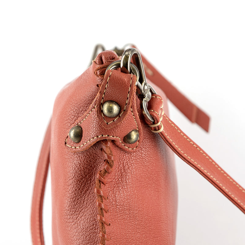 Rantu : Ladies Leather Crossbody Handbag in Burnt Orange Cayak