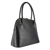 Thina : Ladies Leather Shopper Handbag in Black Delta