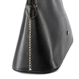 Thina : Ladies Leather Shopper Handbag in Black Delta