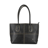 Vanessa : Ladies Leather Shopper Handbag in Black Cayak