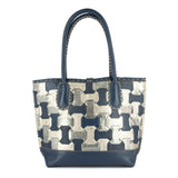 Zukisa : Ladies Leather Shopper Handbag in Metallic Grid Bark