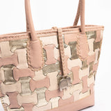Zukisa : Ladies Leather Shopper Handbag in Cream & Rose Cayak & Platino