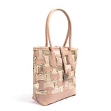 Zukisa : Ladies Leather Shopper Handbag in Cream & Rose Cayak & Platino