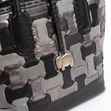Zukisa : Ladies Leather Shopper Handbag in Black, Highrise Vintage & Anthracite Metal Grain
