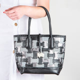 Zukisa : Ladies Leather Shopper Handbag in Black, Highrise Vintage & Anthracite Metal Grain