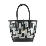 Zukisa : Ladies Leather Shopper Handbag in Black, Highrise Vintage & Anthracite Metal Grain